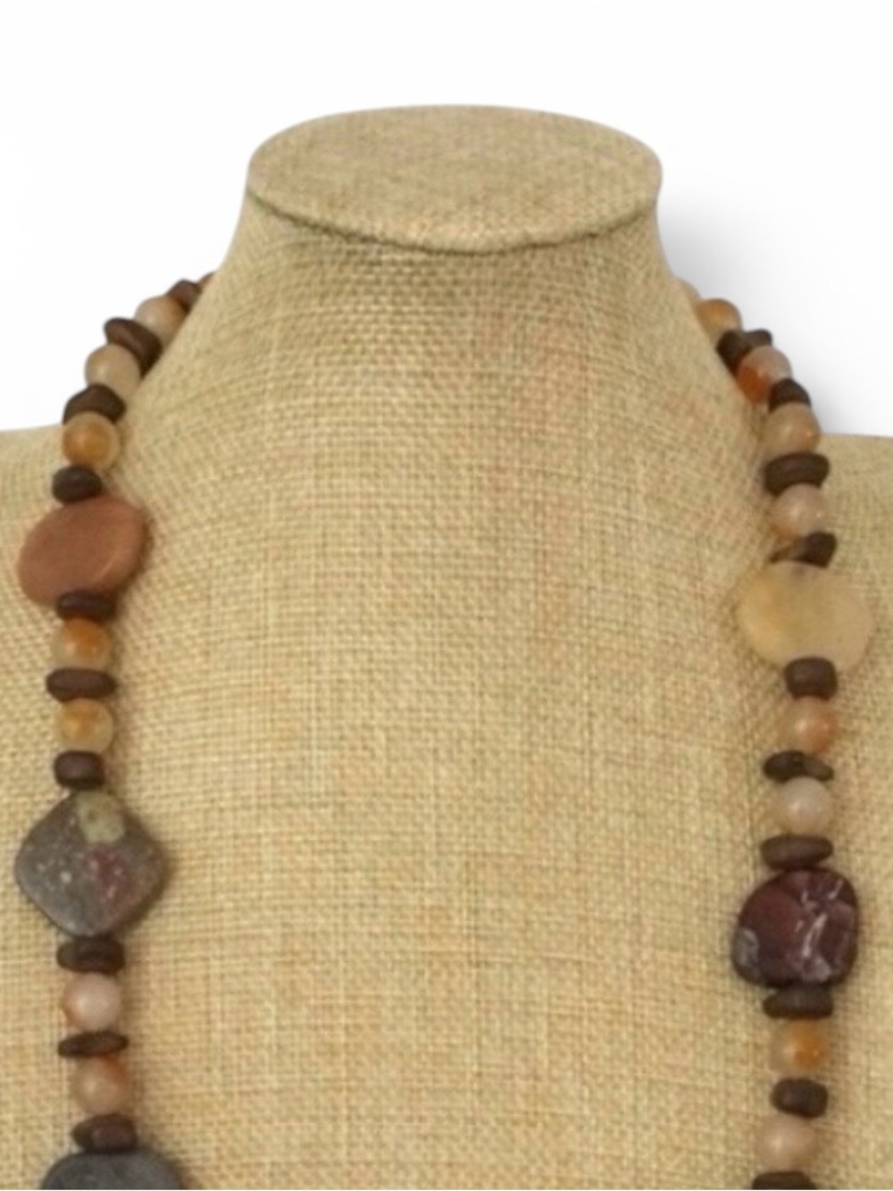 Artisan Mixed‑Stone Necklace with Fire Quartz & Serpentine – 31” - Picture 9 of 15